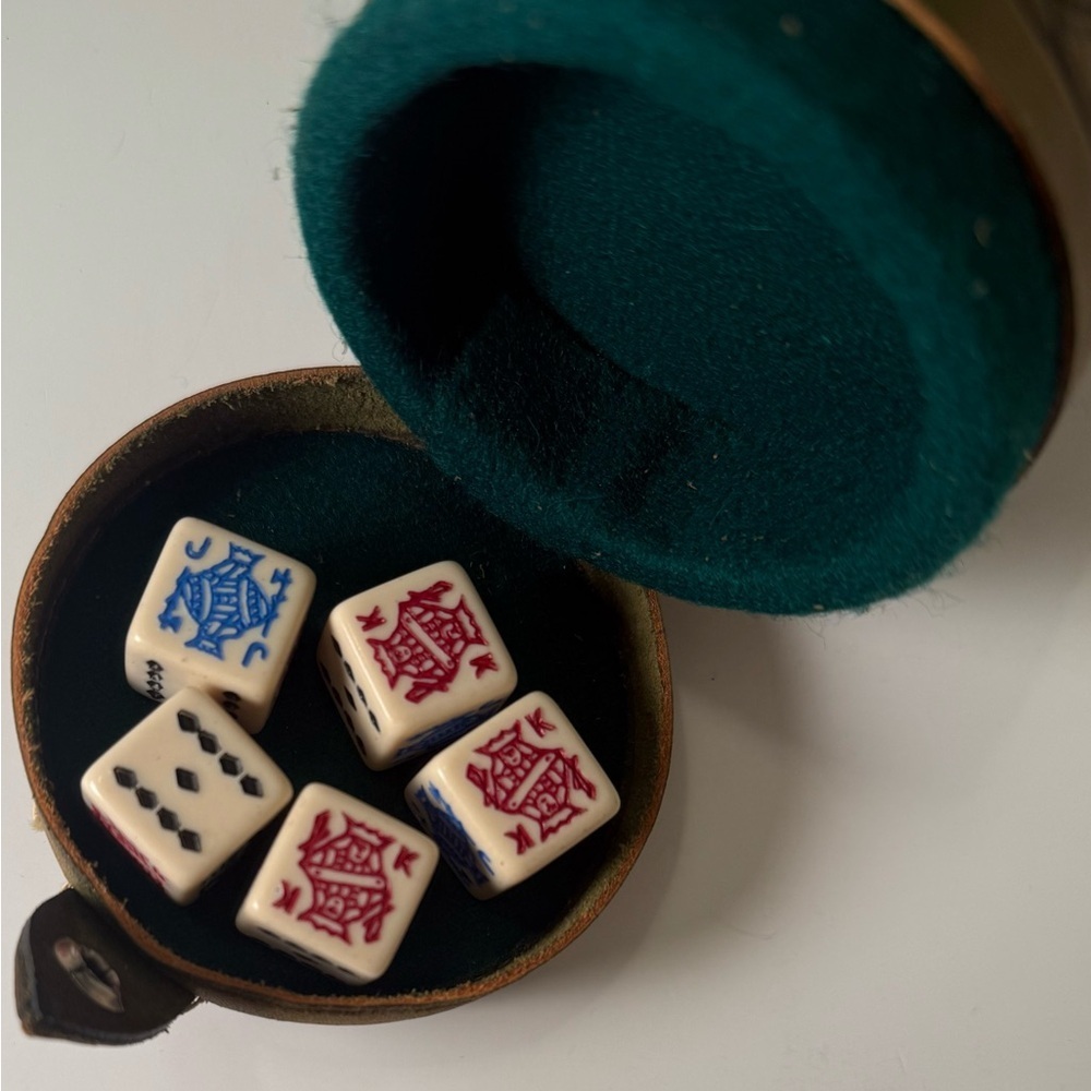 PYMSA Mexican Genuine Leather Felt Lined Dice Cup With Storage Deer Nature - Picture 6 of 7